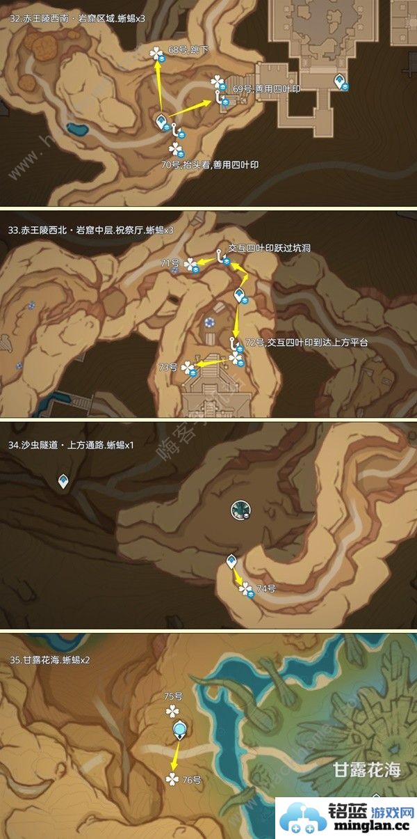 原神4.6蜥蜴尾巴采集地点2024蜥蜴尾巴采集路线图示一览